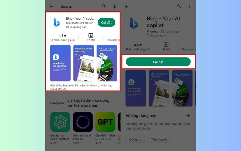 cách sử dụng bing ai trên android