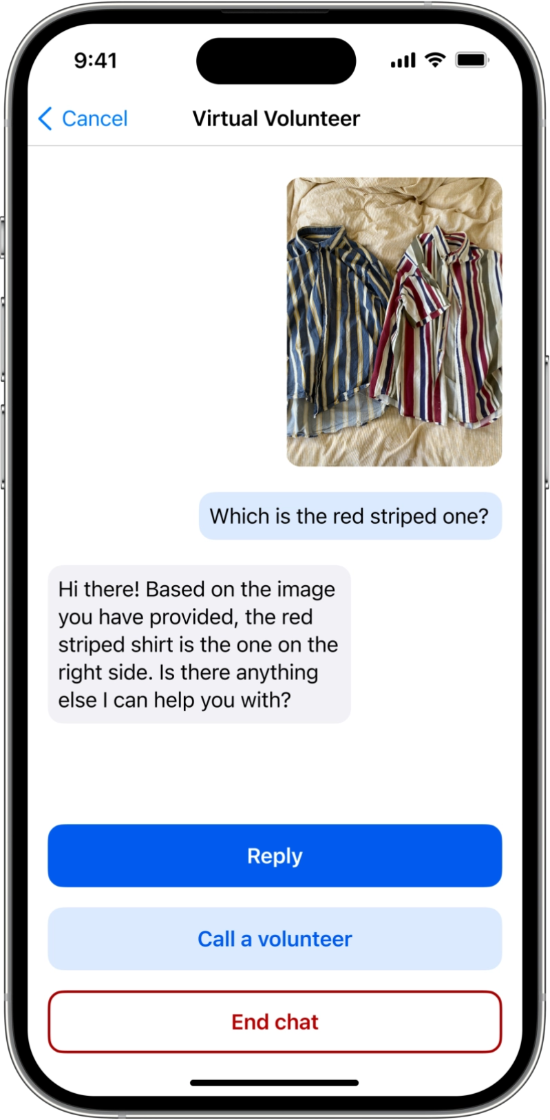 Tính năng mới của GPT-4 Nhờ Virtual Volunteer, người dùng bị khiếm thị có thể chọn được màu áo phù hợp với sở thích của mình