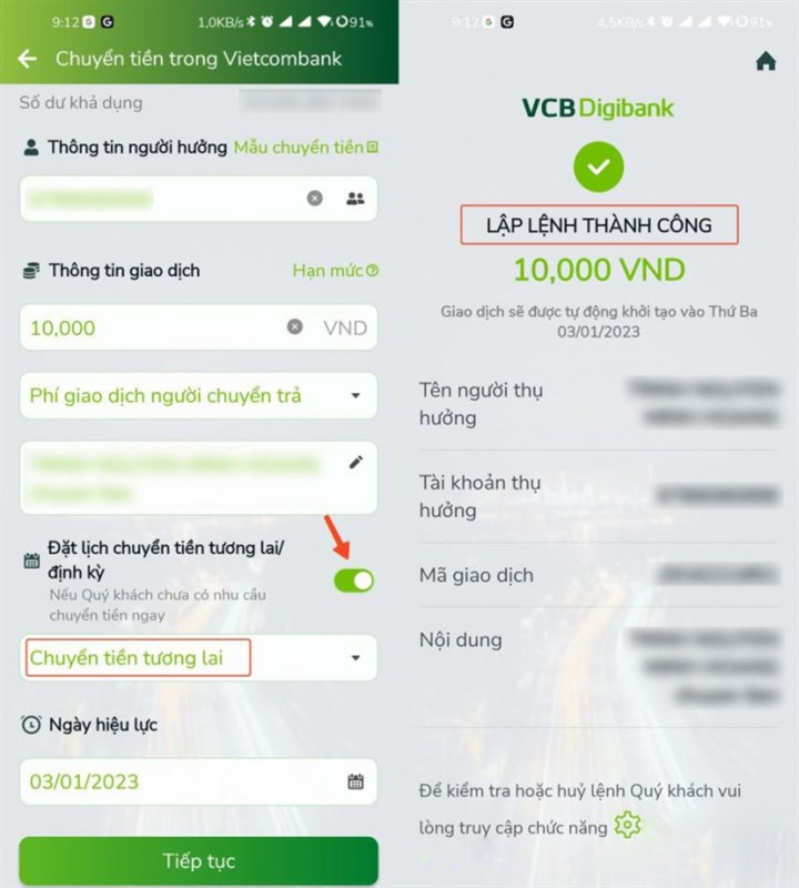 Chiêu trò đặt lệnh chuyển tiền trong tương lai - Ảnh: Báo Pháp Luật