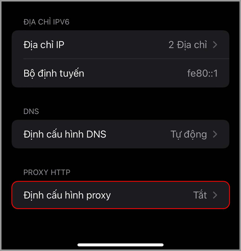 Chọn Định cấu hình proxy