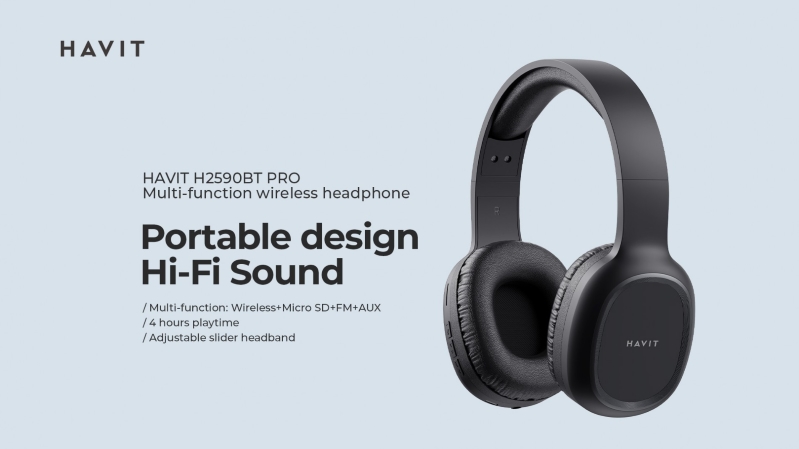 Tai nghe chụp tai Havit H2590BT Pro Thiết kế nhỏ gọn, sang trọng