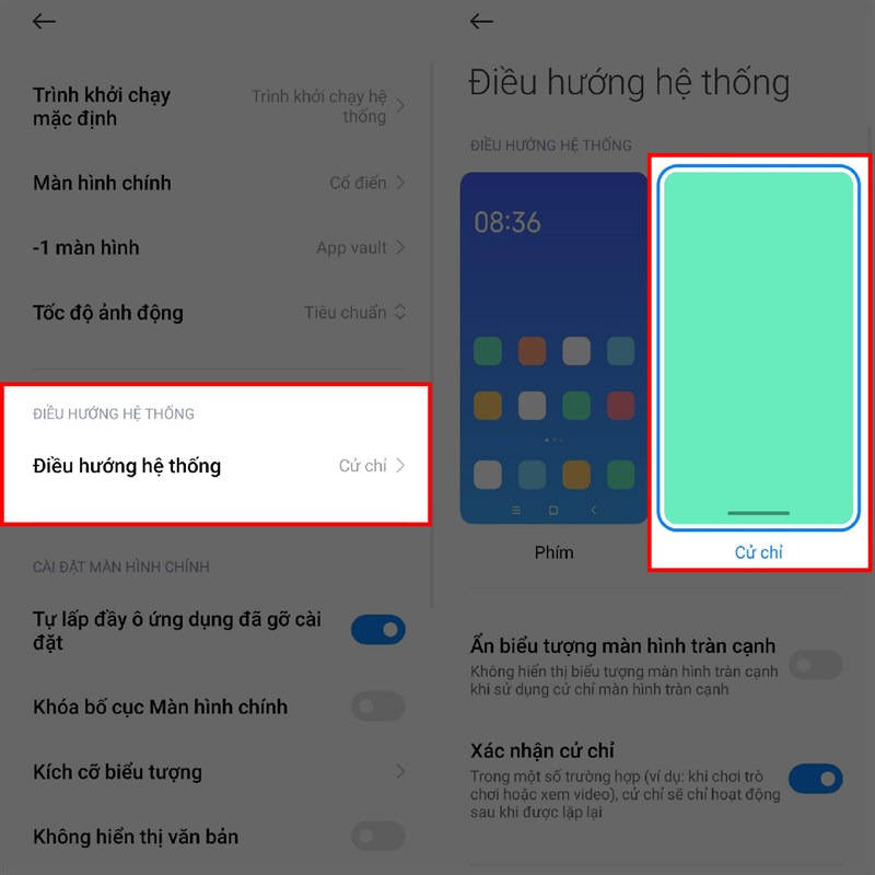 Sử dụng cử chỉ điều hướng