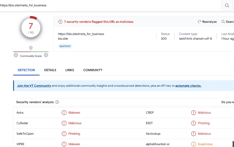 VirusTotal giúp bạn kiểm tra độ tin cậy của đường link
