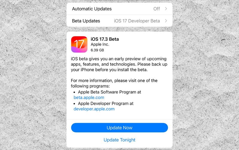 Chi tiết về bản Beta 1 của iOS 17.3 mới được cập nhật.