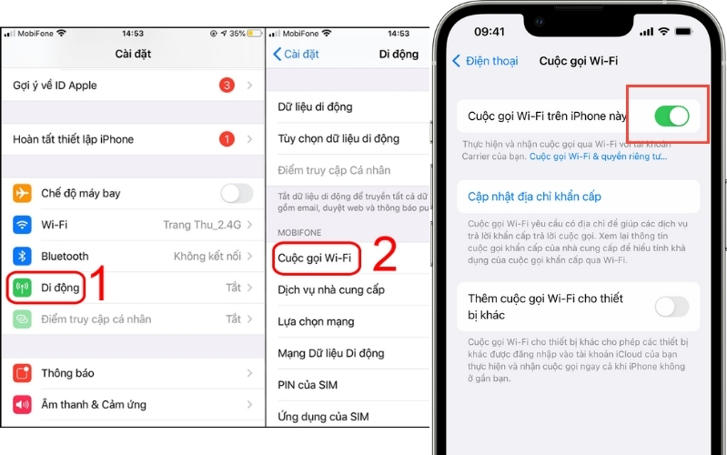 Ngừng kích hoạt tính năng gọi Wi-Fi