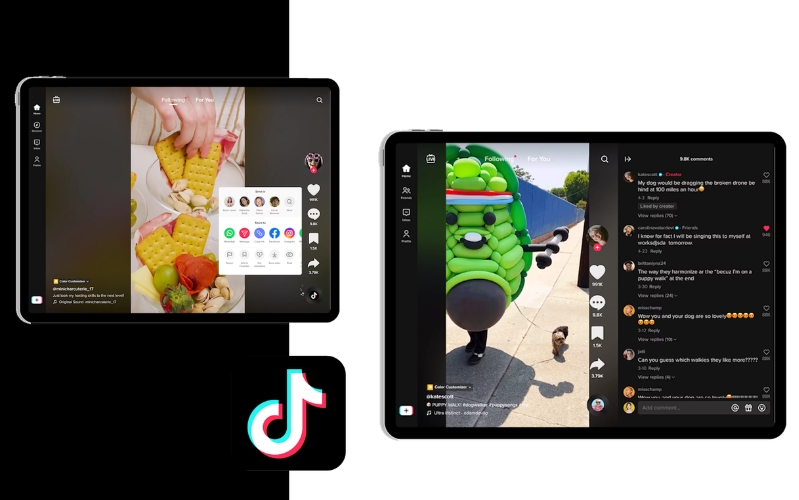 Giao diện TikTok cho máy tính bảng và điện thoại gập