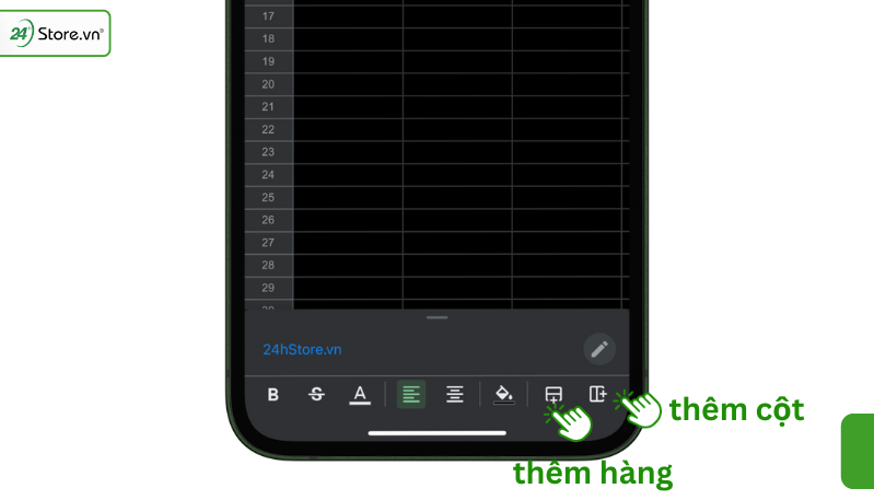 Cách thêm hàng hoặc cột trong Google Sheet trên điện thoại