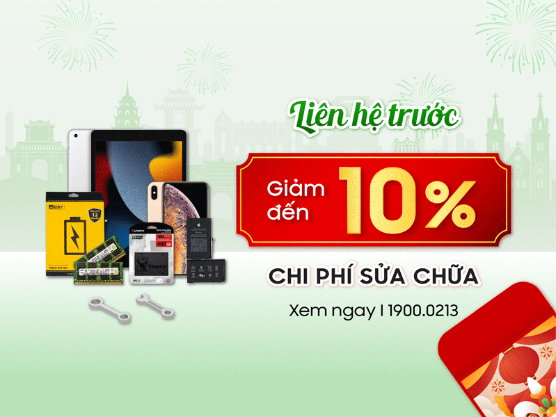 sửa chữa Giảm 10% chi phí sửa chữa khi khách hàng đặt lịch trước