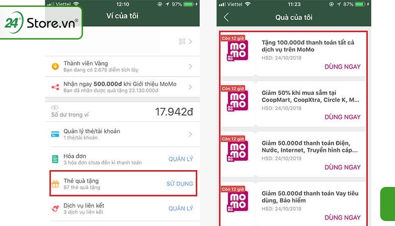 Hướng dẫn cách kiểm tra thẻ voucher quà tặng trong ví MoMo