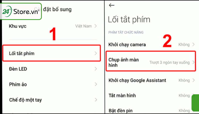 Cài đặt lối tắt chụp màn hình trên Xiaomi