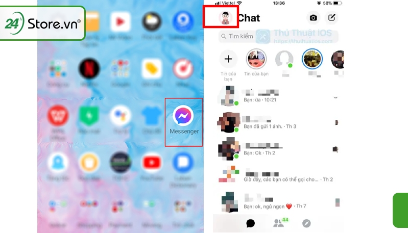 Vào ứng dụng Messenger và chọn tài khoản muốn đặt biệt danh