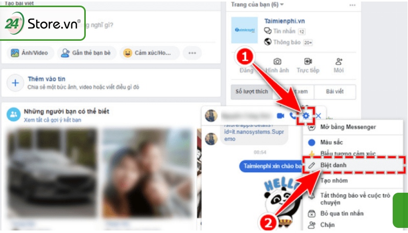 Thực hiện đặt biệt danh Messenger trên giao diện web