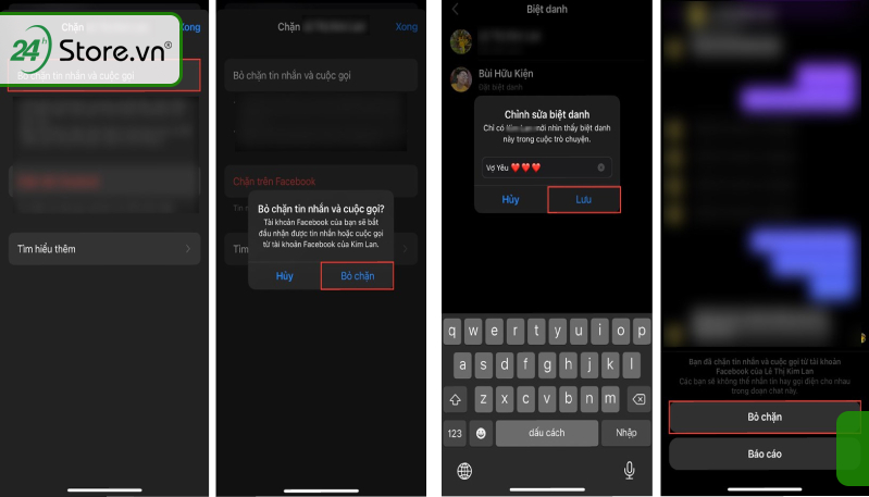 Xác nhận chặn với ứng dụng để đặt biệt danh Messenger
