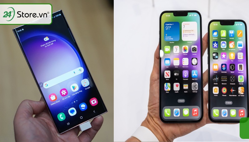 Màn hình Galaxy S23 Ultra và iPhone 14 Plus