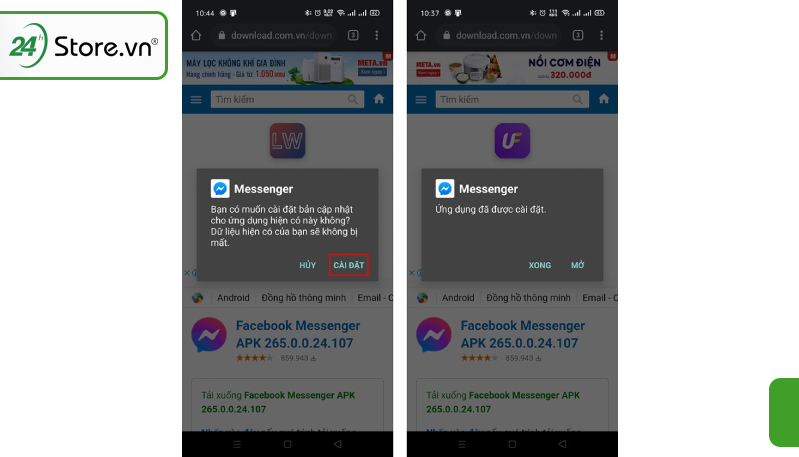Cài đặt Messenger phiên bản cũ APK cho smartphone