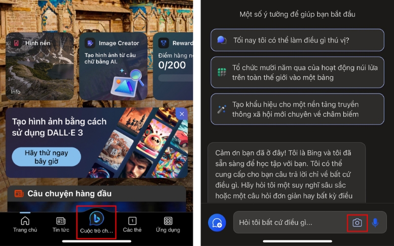 Trò chuyện với Bing Chat bằng hình ảnh tiện lợi 