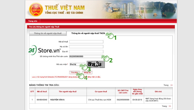 Tìm mã số thuế trên website tra cứu người nộp thuế của Tổng Cục Thuế