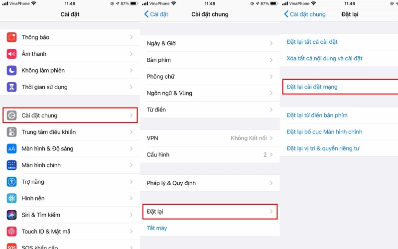 Đặt lại cài đặt mạng khi iPhone mất sóng