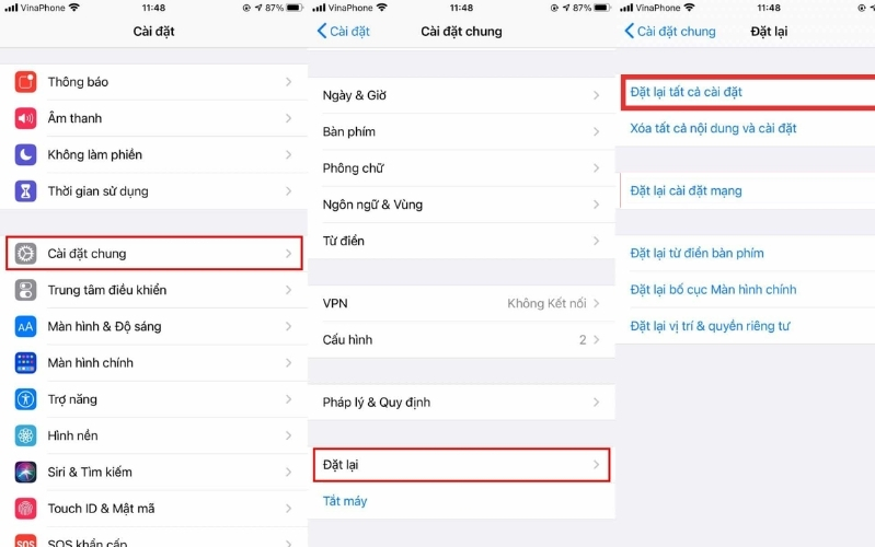 Khôi phục cài đặt khi iPhone mất sóng