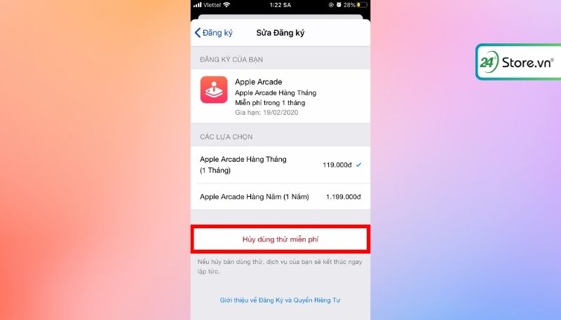 Làm sao hủy đăng kí trên app Store