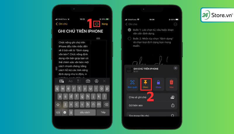 Nhấn vào biểu tượng 3 chấm sau đó chọn GHIM
