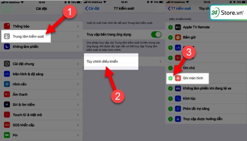 Stream màn hình iphone Bước 1 tùy hỉnh điều khiển 