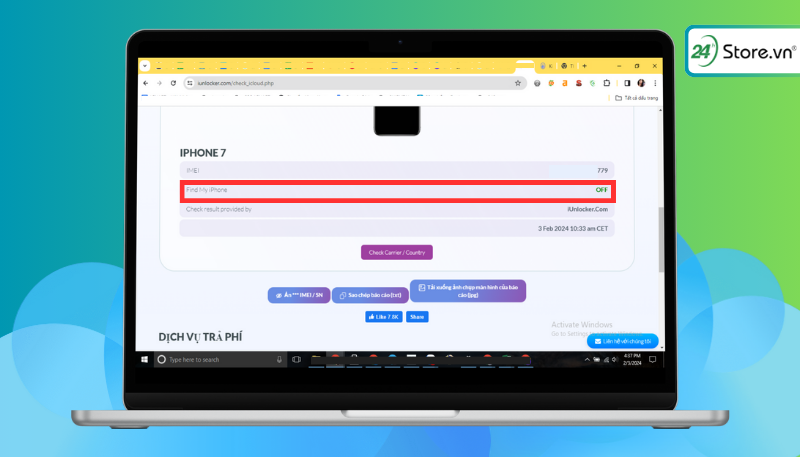 Tại mục Find My iPhone hiện OFF là iCloud của bạn không bị dính iCloud ẩn