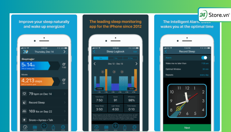 Theo dõi giấc ngủ trên thiết bị iPhone Sleep Tracker 24/7