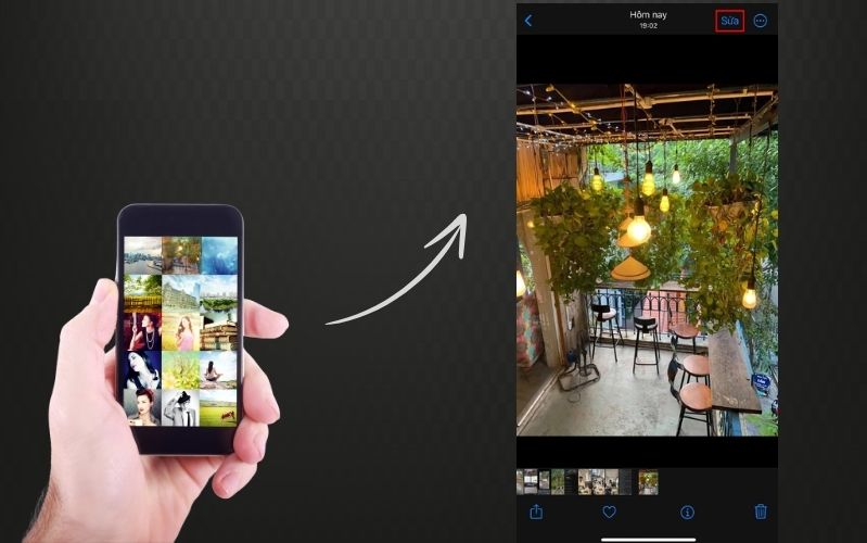 chỉnh ảnh thiếu sáng trên iphone