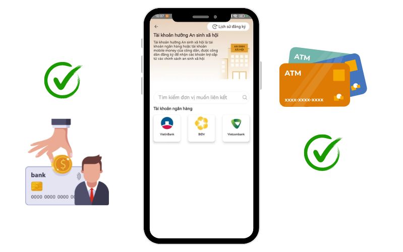 cách nhận tiền an sinh xã hội trên VNeID