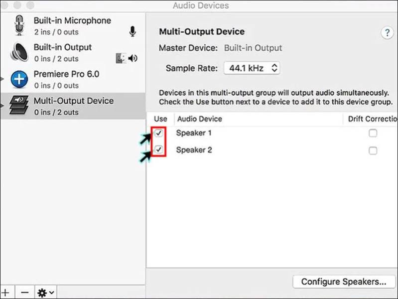 phát âm thanh điện thoại/máy tính cùng lúc trên 2 loa Bluetooth Bạn tích vào tên các loa muốn phát kết nối với MacBook.