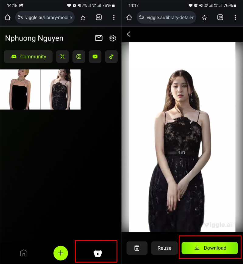 Cách dùng Viggle AI để lưu video về thiết bị