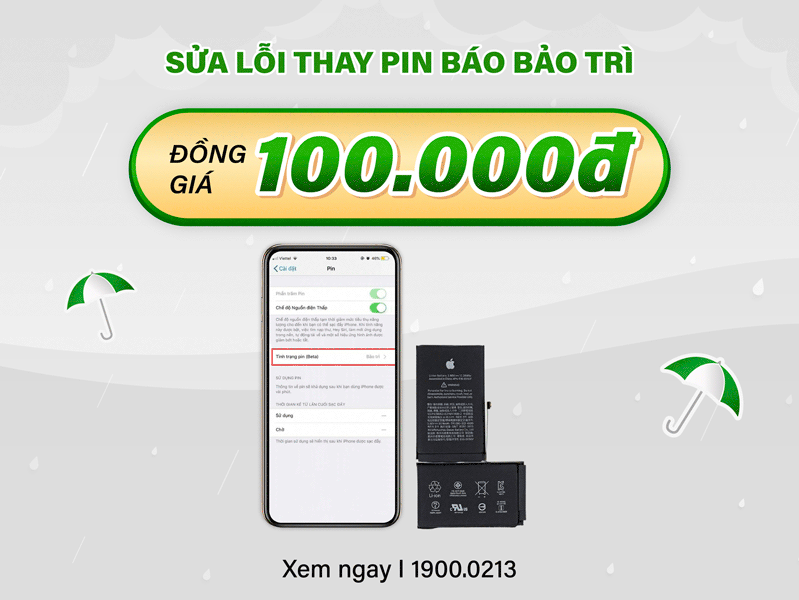 Sửa lỗi thay pin báo bảo trì đồng giá 100.000đ