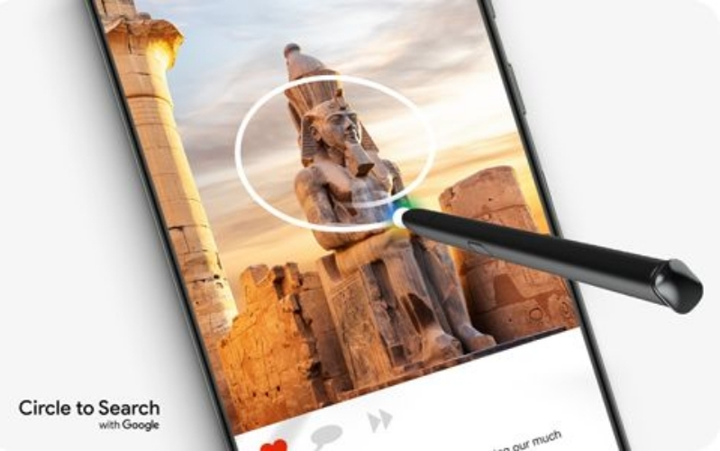 Tính năng Circle to Search cho phép người dùng vẽ vòng tròn xung quanh đối tượng cần tìm kiếm trên màn hình.