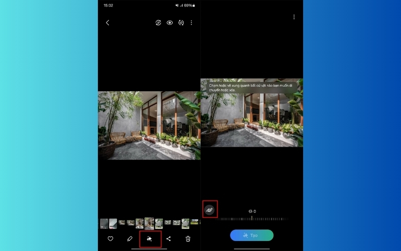 Chọn bức ảnh muốn phác thảo > Nhấn chọn vào biểu tượng Galaxy AI > Chọn biểu tượng Phác thảo thành ảnh.