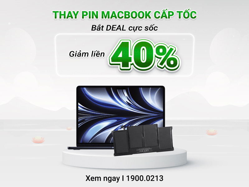 Thay pin MacBook giảm 40%