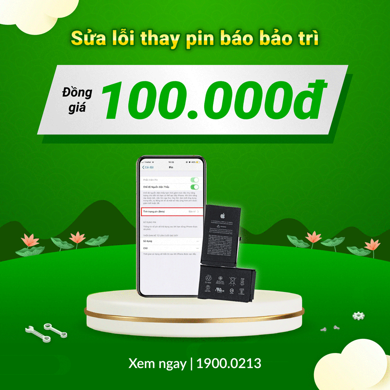 Sửa lỗi thay pin báo bảo trì đồng giá 100.000đ 
