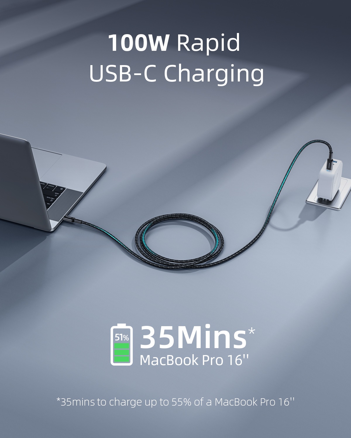 Cáp C to C Innostyle Powerflex 100W/10GBPS 4K/60HZ ICC200AL Cáp sạc nhanh có chất liệu bền bỉ