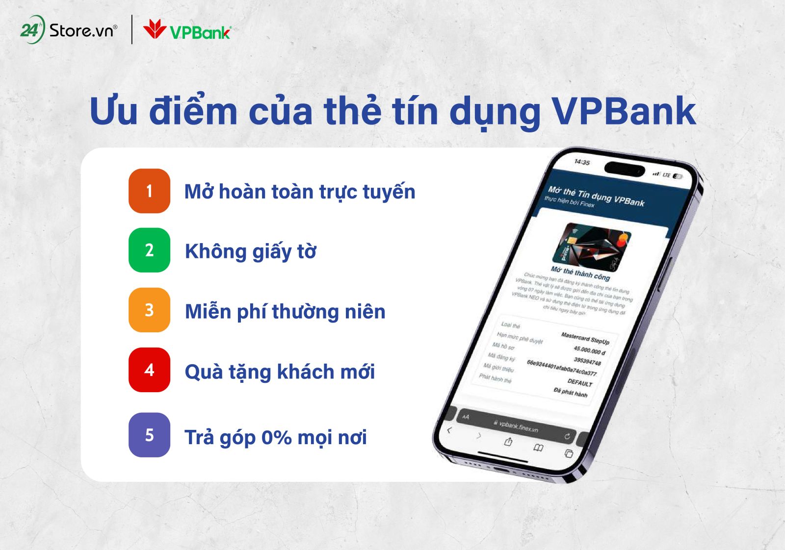 Mở thẻ tín dụng VPBank: Trả góp lãi suất 0% - Hoàn đến 300.000đ