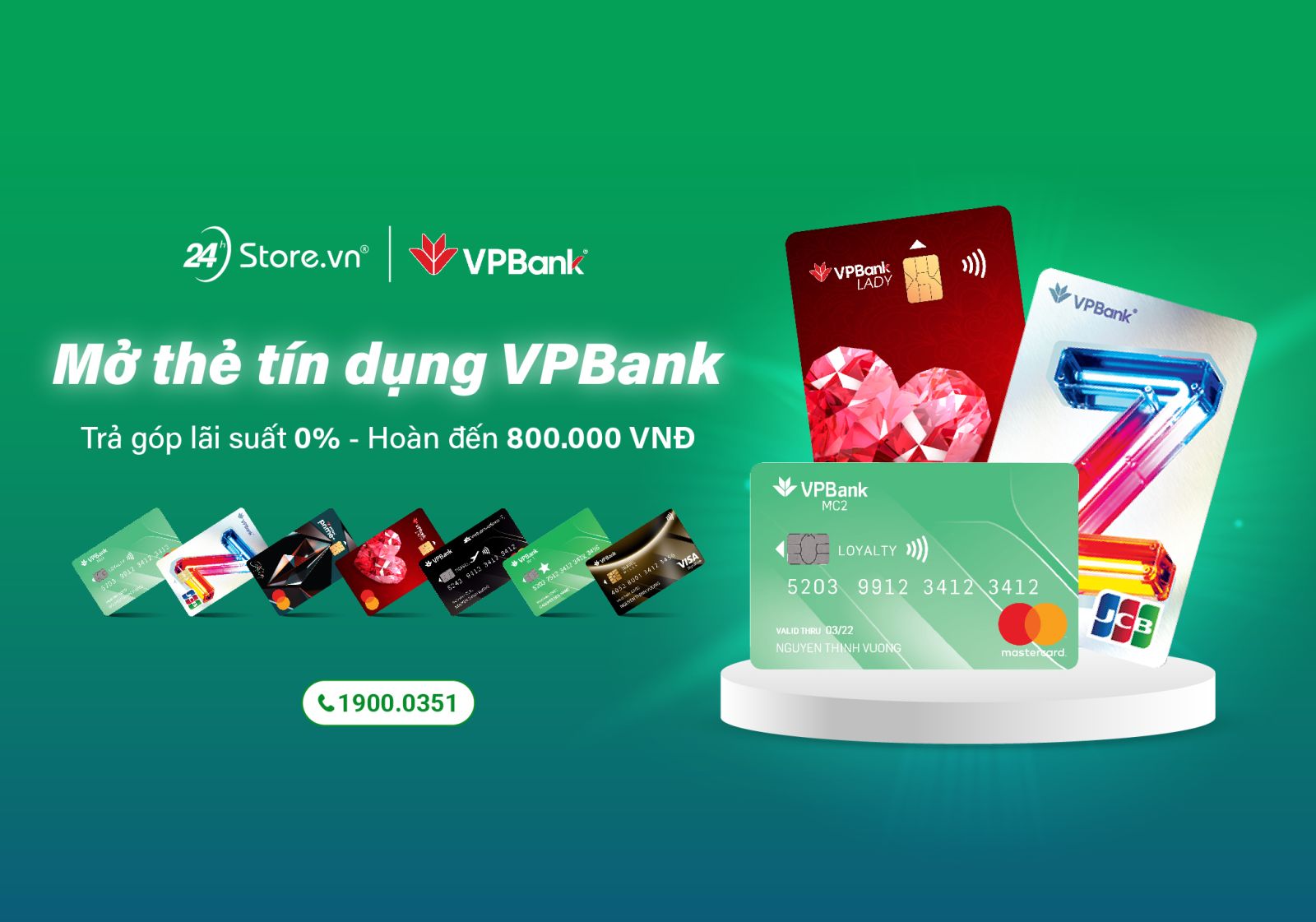 Mở thẻ tín dụng VPBank: Trả góp lãi suất 0% - Hoàn đến 800.000đ