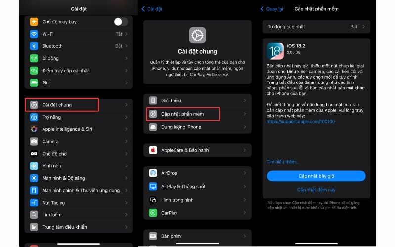 Cách cập nhật iOS 18.2