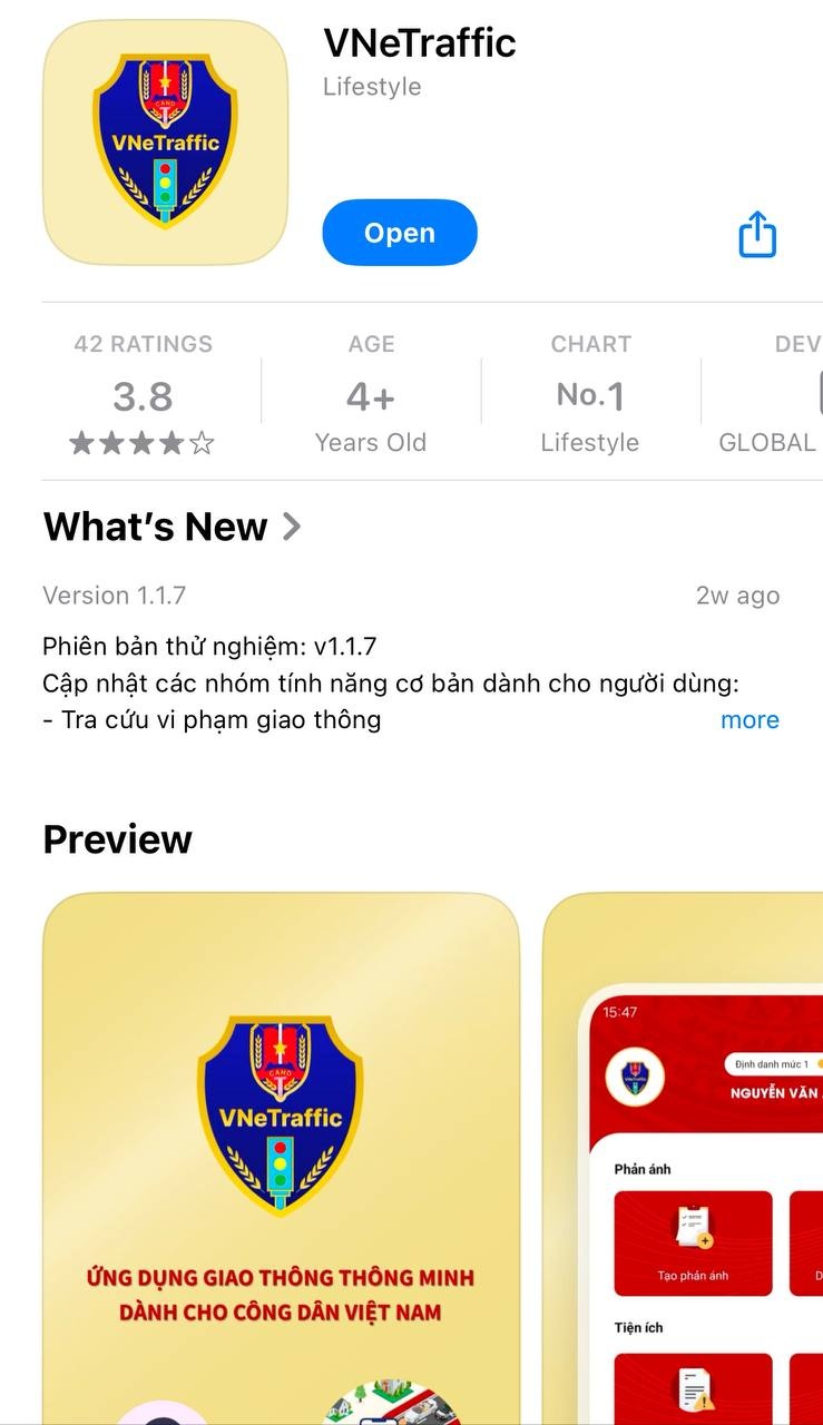 Bước 1: Tải ứng dụng VNeTraffic từ App Store hoặc Google Play.