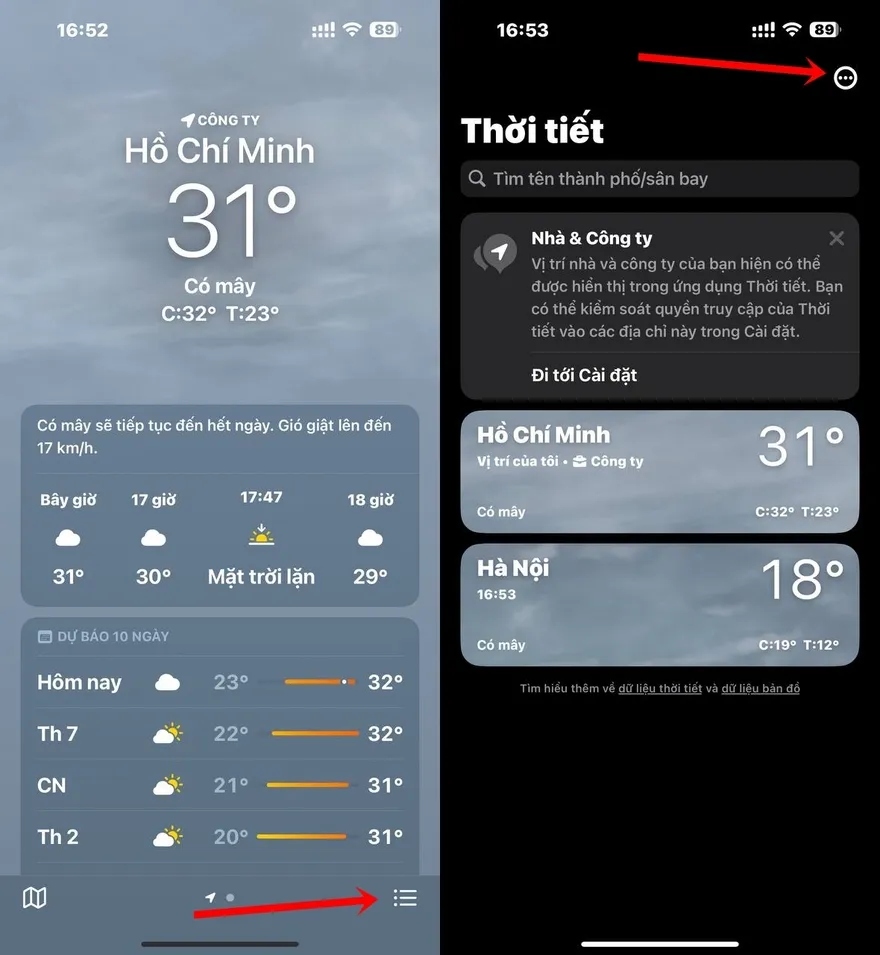 Các bước bật thông báo thời tiết trên iPhone