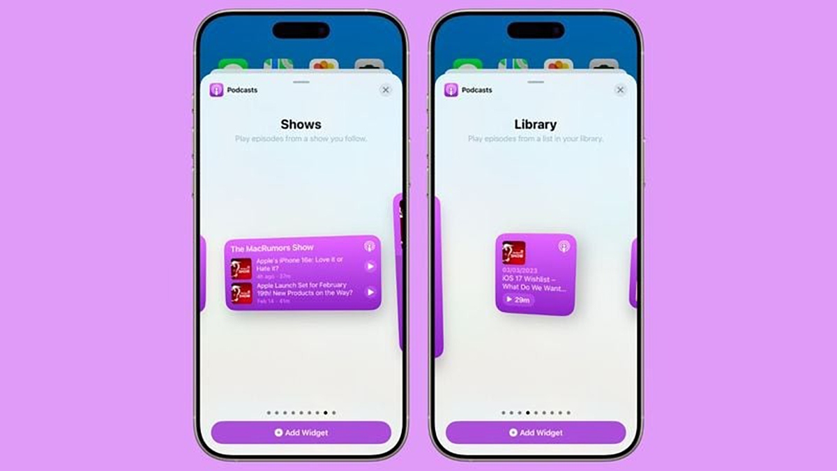 6. Widget Podcasts mới