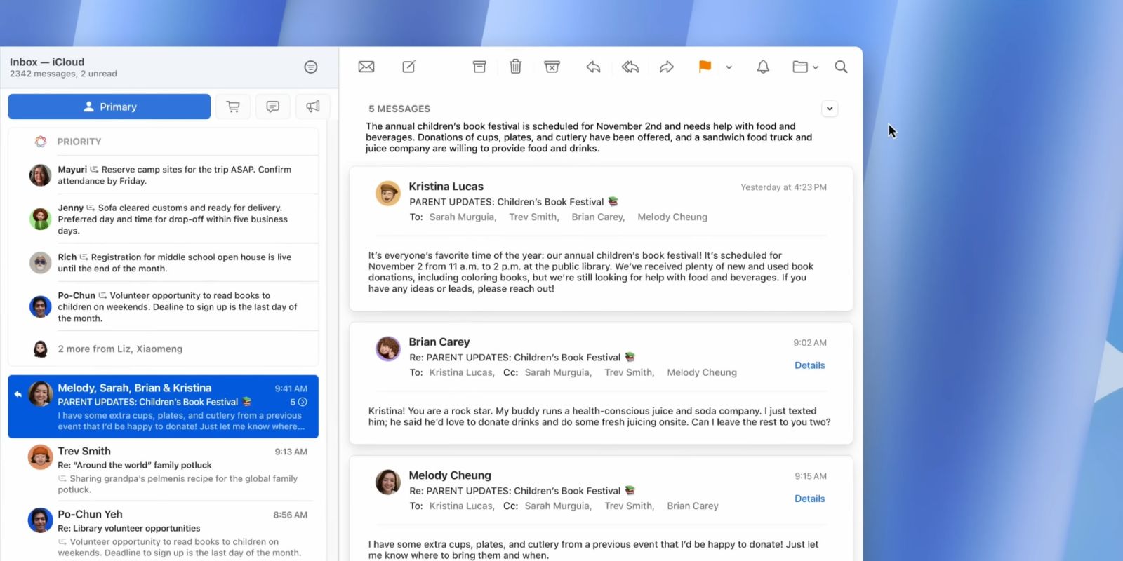 Phân loại thư trong ứng dụng Mail trên iPad