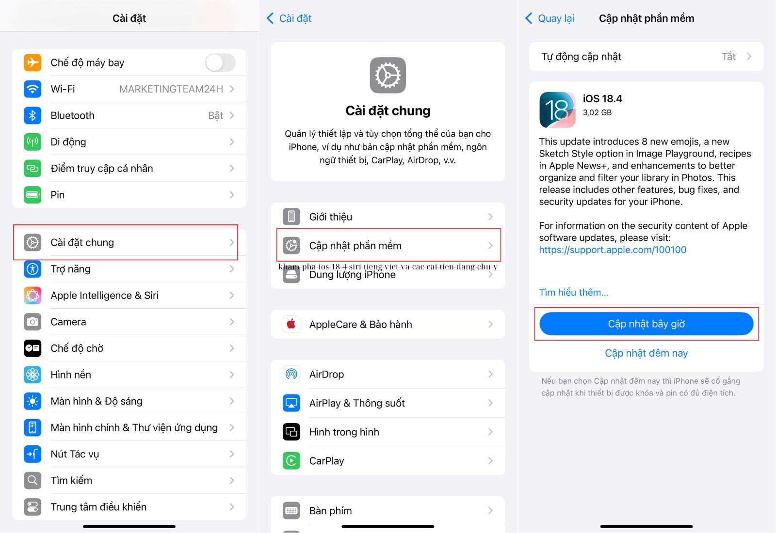 Hướng dẫn cập nhật phần mềm iOS 18.4