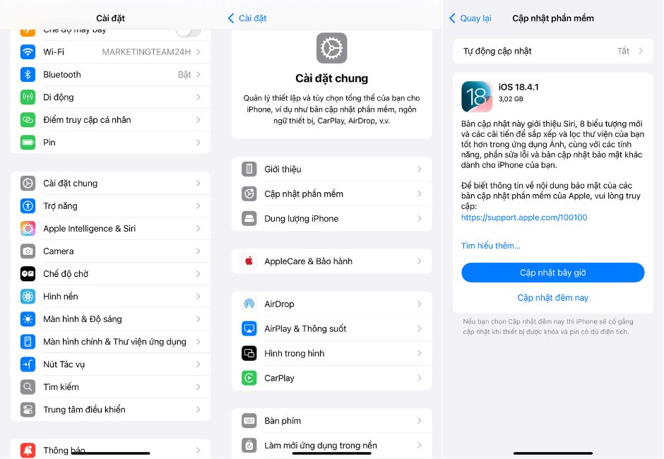 Cách cập nhật iOS 18.4.1