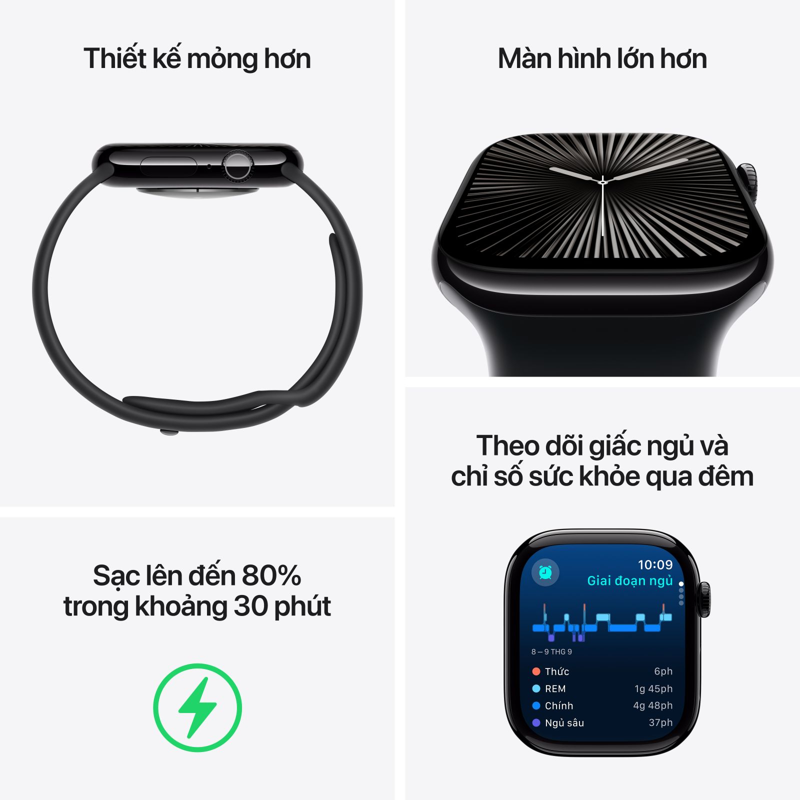 Apple Watch Series 10 46mm GPS - Viền Nhôm, Dây Cao Su Size M/L | Chính hãng VN 10