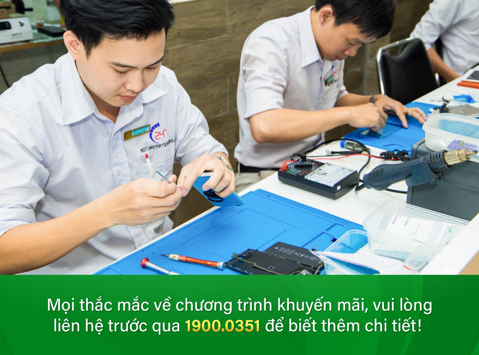 khách hàng tin chọn dịch vụ thay pin chất tại 24hStore