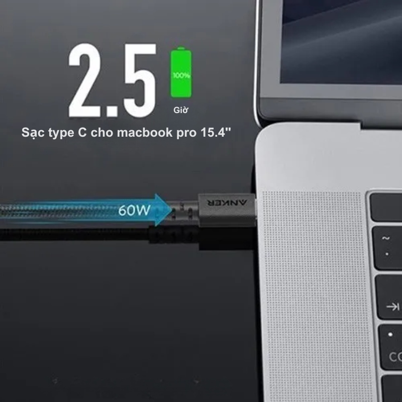2.4. Truyền dữ liệu nhanh chóng với Cáp sạc nhanh Anker 322 Type C - Lightning MFI bọc dù 1.8M